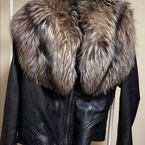 Fur leather jacket